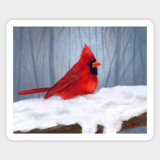 Cardinal in the Snow Sticker